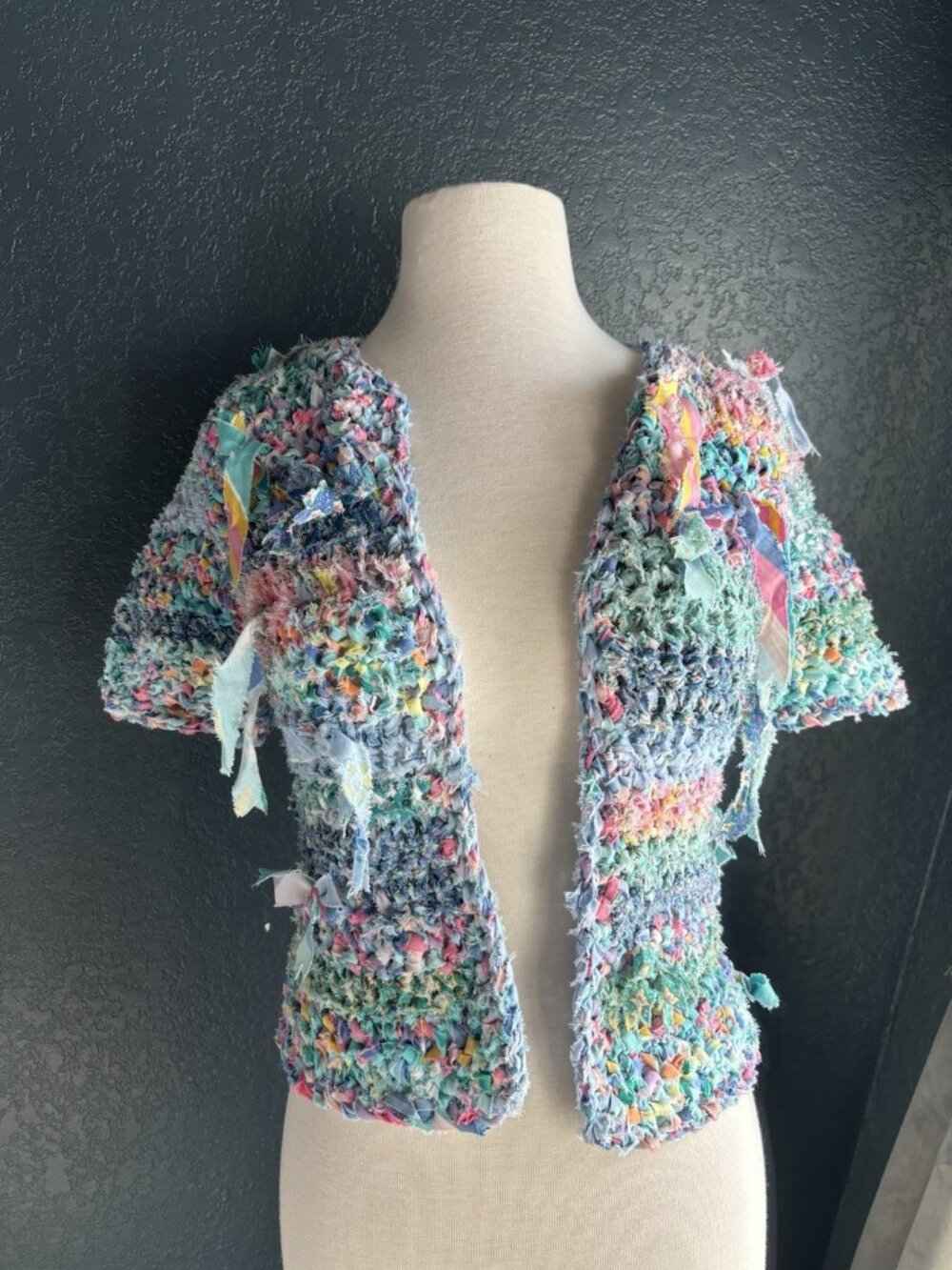 Estelle Gracer (?) Vintage Ribbon Knit Cardigan Sz XS